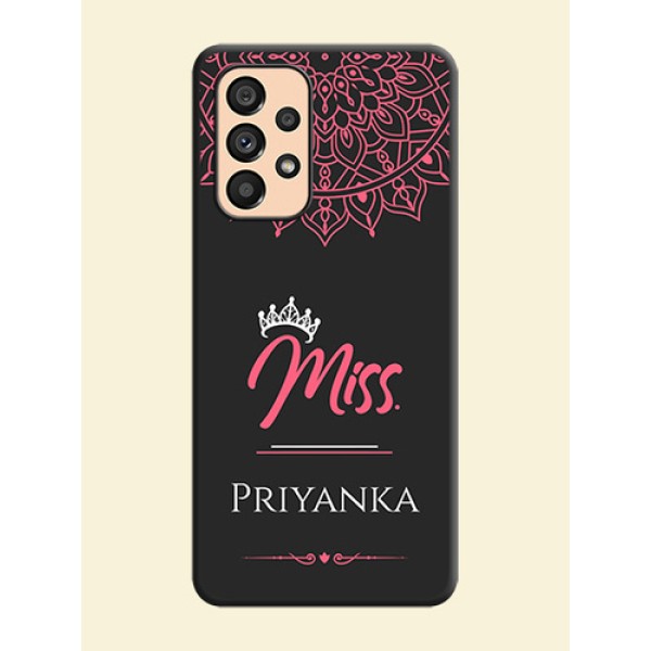 Mrs Name with Floral Design on Space Black Personalized Soft Matte Phone Covers - Galaxy A53 5G Mrs Name with Floral Design on Space Black Personalized Soft Matte Phone Covers - Galaxy A53 5G