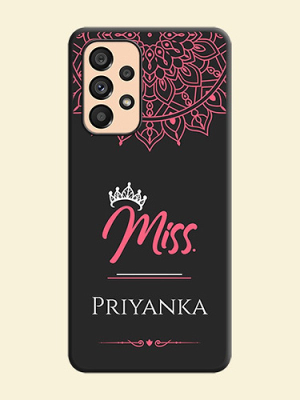 Mrs Name with Floral Design on Space Black Personalized Soft Matte Phone Covers - Galaxy A53 5G