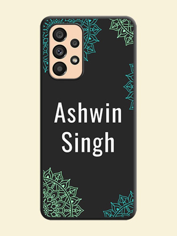 Your Name with Floral Design on Space Black Custom Soft Matte Back Cover - Galaxy A53 5G