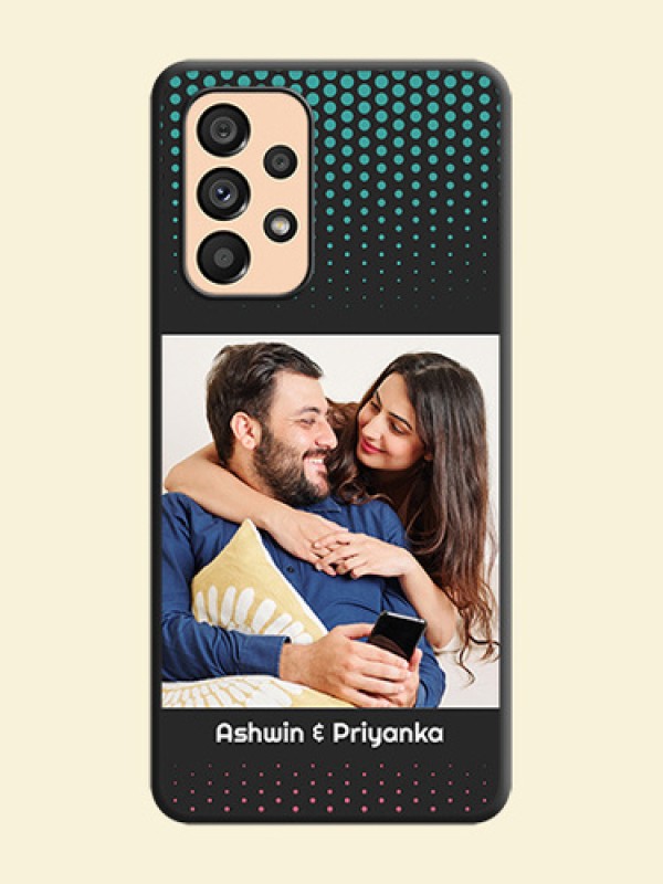 Faded Dots with Grunge Photo Frame and Text on Space Black Custom Soft Matte Phone Cases - Galaxy A53 5G