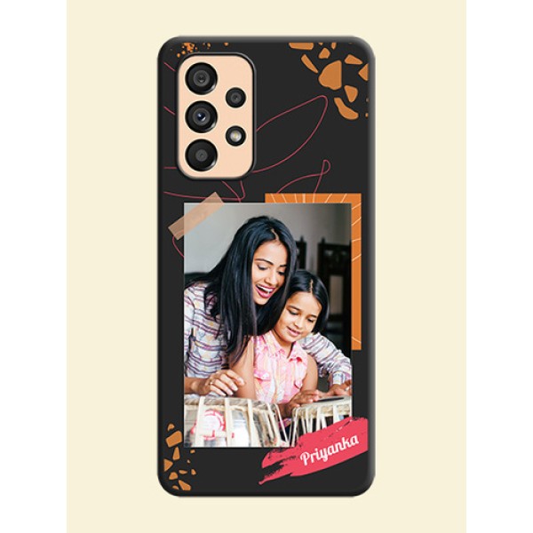 Orange Photo Frame on Space Black Custom Soft Matte Phone Back Cover - Galaxy A53 5G Orange Photo Frame on Space Black Custom Soft Matte Phone Back Cover - Galaxy A53 5G