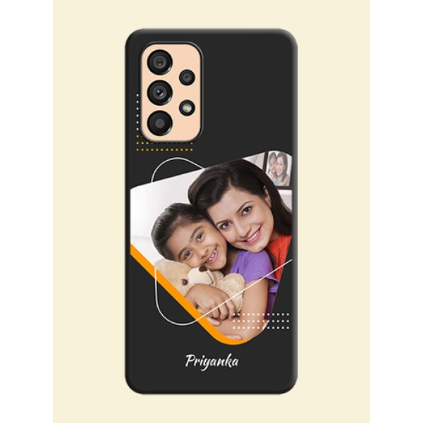 Yellow Triangle on Photo on Space Black Soft Matte Phone Cover - Galaxy A53 5G Yellow Triangle on Photo on Space Black Soft Matte Phone Cover - Galaxy A53 5G