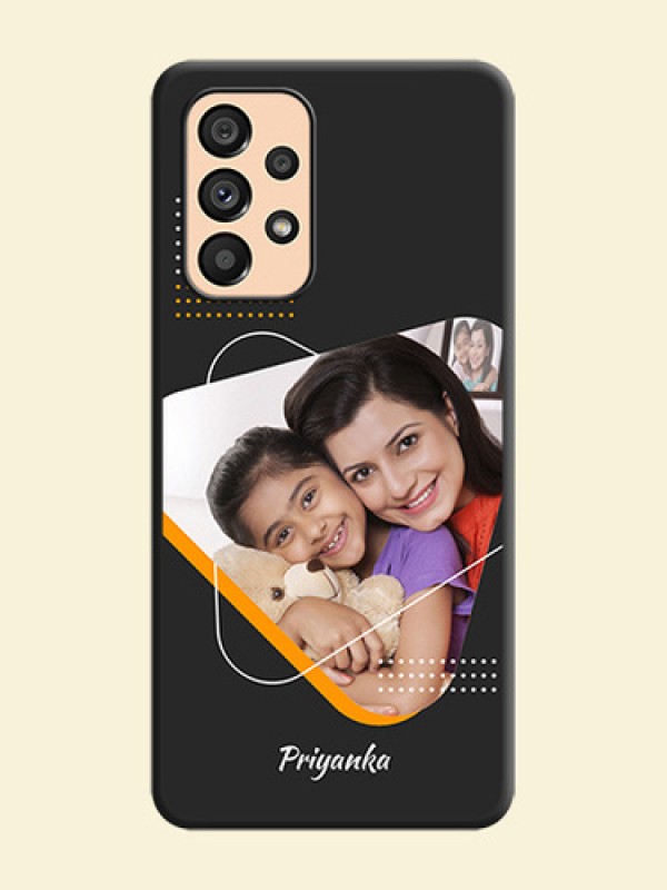 Yellow Triangle on Photo on Space Black Soft Matte Phone Cover - Galaxy A53 5G