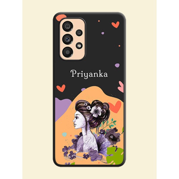 Namecase For Her With Fancy Lady Image On Space Black Personalized Soft Matte Phone Covers -Samsung Galaxy A53 5G