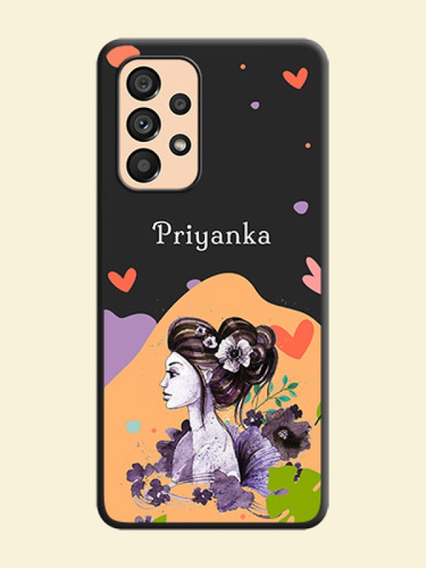 Namecase For Her With Fancy Lady Image On Space Black Personalized Soft Matte Phone Covers -Samsung Galaxy A53 5G
