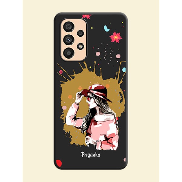Mordern Lady With Color Splash Background With Custom Text On Space Black Personalized Soft Matte Phone Covers -Samsung Galaxy A53 5G