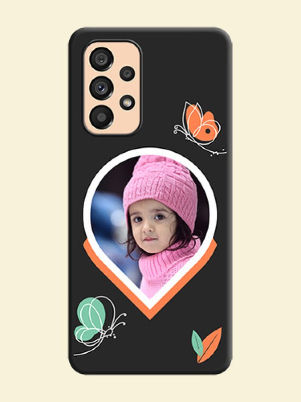Upload Pic With Simple Butterly Design On Space Black Personalized Soft Matte Phone Covers -Samsung Galaxy A53 5G
