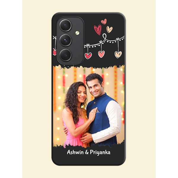 Pink Love Hangings with Name on Space Black Custom Soft Matte Phone Cases - Galaxy A54 5G Pink Love Hangings with Name on Space Black Custom Soft Matte Phone Cases - Galaxy A54 5G