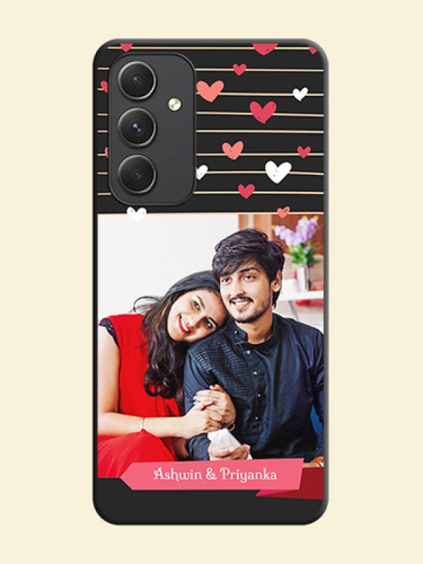Love Pattern with Name on Pink Ribbon  on Photo on Space Black Soft Matte Back Cover - Galaxy A54 5G