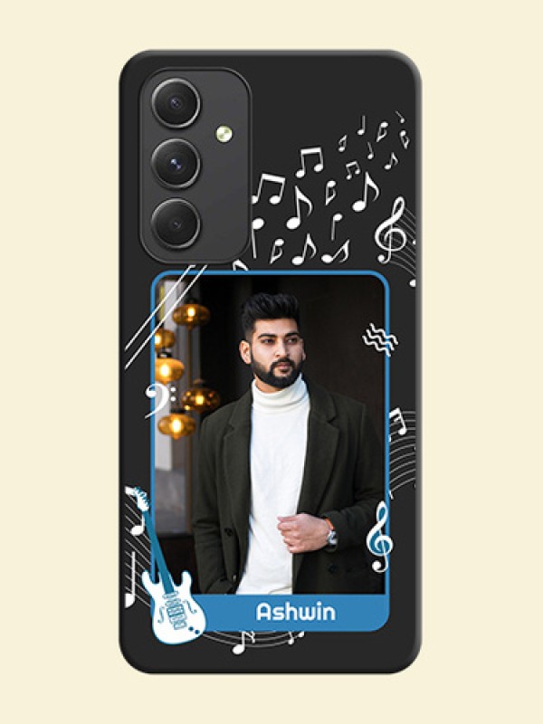Musical Theme Design with Text on Photo on Space Black Soft Matte Mobile Case - Galaxy A54 5G
