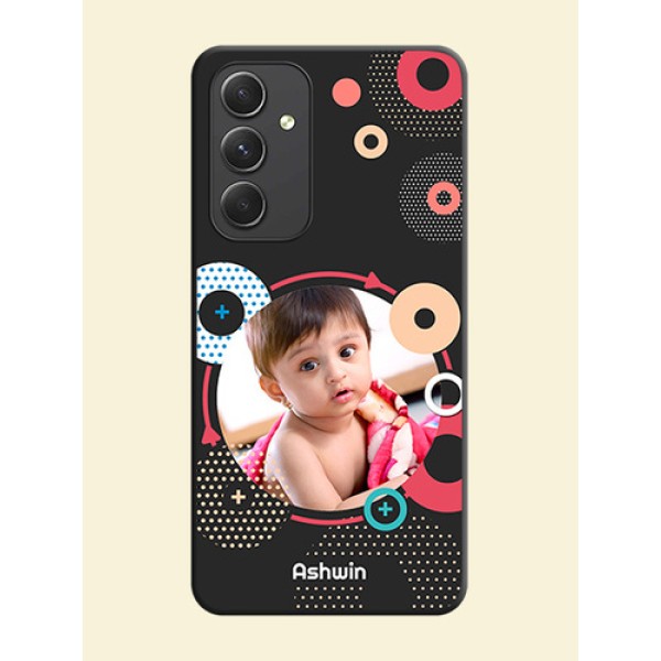 Multicoloured Round Image on Personalised Space Black Soft Matte Cases - Galaxy A54 5G Multicoloured Round Image on Personalised Space Black Soft Matte Cases - Galaxy A54 5G