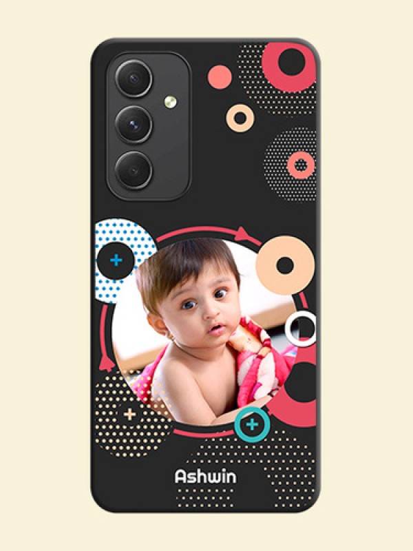 Multicoloured Round Image on Personalised Space Black Soft Matte Cases - Galaxy A54 5G