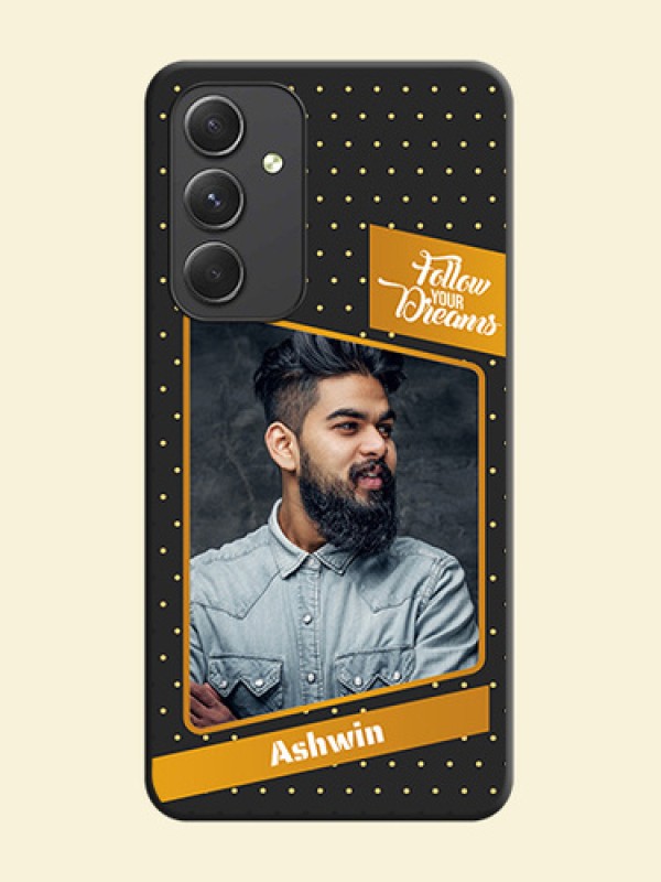 Follow Your Dreams with White Dots on Space Black Custom Soft Matte Phone Cases - Galaxy A54 5G