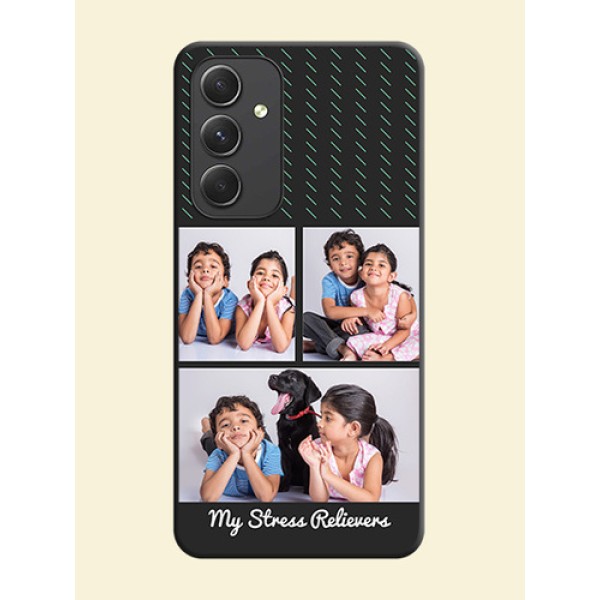 Cross Dotted Pattern with 2 Image Holder on Personalised Space Black Soft Matte Cases - Galaxy A54 5G Cross Dotted Pattern with 2 Image Holder on Personalised Space Black Soft Matte Cases - Galaxy A54 5G