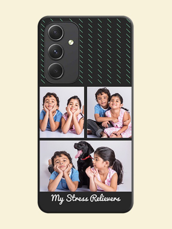 Cross Dotted Pattern with 2 Image Holder  on Personalised Space Black Soft Matte Cases - Galaxy A54 5G