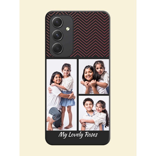 Wave Pattern with 3 Image Holder on Space Black Custom Soft Matte Back Cover - Galaxy A54 5G Wave Pattern with 3 Image Holder on Space Black Custom Soft Matte Back Cover - Galaxy A54 5G
