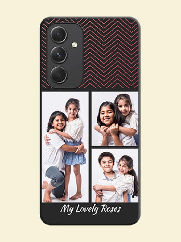Wave Pattern with 3 Image Holder on Space Black Custom Soft Matte Back Cover - Galaxy A54 5G