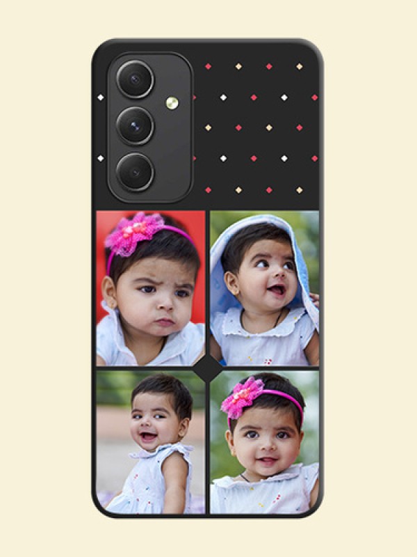 Multicolor Dotted Pattern with 4 Image Holder on Space Black Custom Soft Matte Phone Cases - Galaxy A54 5G