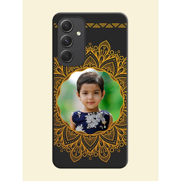 Round Image with Floral Design on Photo on Space Black Soft Matte Mobile Cover - Galaxy A54 5G Round Image with Floral Design on Photo on Space Black Soft Matte Mobile Cover - Galaxy A54 5G