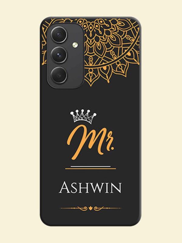 Mr Name with Floral Design  on Personalised Space Black Soft Matte Cases - Galaxy A54 5G