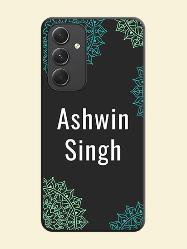 Your Name with Floral Design on Space Black Custom Soft Matte Back Cover - Galaxy A54 5G