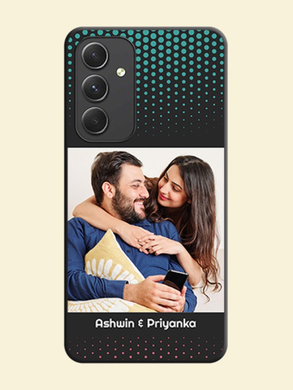 Faded Dots with Grunge Photo Frame and Text on Space Black Custom Soft Matte Phone Cases - Galaxy A54 5G