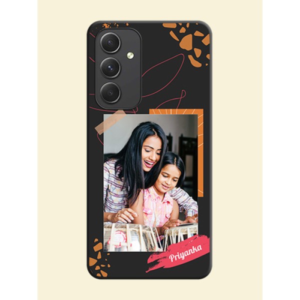 Orange Photo Frame on Space Black Custom Soft Matte Phone Back Cover - Galaxy A54 5G Orange Photo Frame on Space Black Custom Soft Matte Phone Back Cover - Galaxy A54 5G