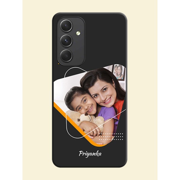 Yellow Triangle on Photo on Space Black Soft Matte Phone Cover - Galaxy A54 5G Yellow Triangle on Photo on Space Black Soft Matte Phone Cover - Galaxy A54 5G