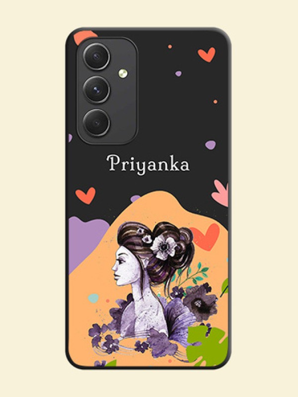 Namecase For Her With Fancy Lady Image On Space Black Personalized Soft Matte Phone Covers -Samsung Galaxy A54 5G
