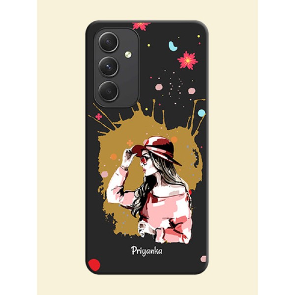 Mordern Lady With Color Splash Background With Custom Text On Space Black Personalized Soft Matte Phone Covers -Samsung Galaxy A54 5G