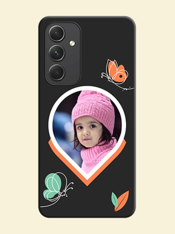 Upload Pic With Simple Butterly Design On Space Black Personalized Soft Matte Phone Covers -Samsung Galaxy A54 5G
