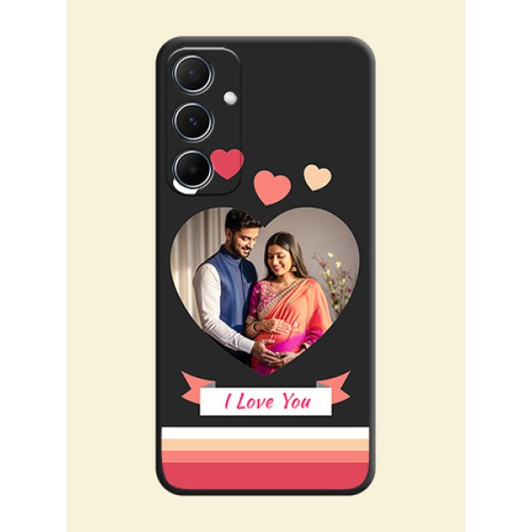 Love Shaped Photo with Colorful Stripes on Personalised Space Black Soft Matte Cases - Galaxy A55 5G Love Shaped Photo with Colorful Stripes on Personalised Space Black Soft Matte Cases - Galaxy A55 5G