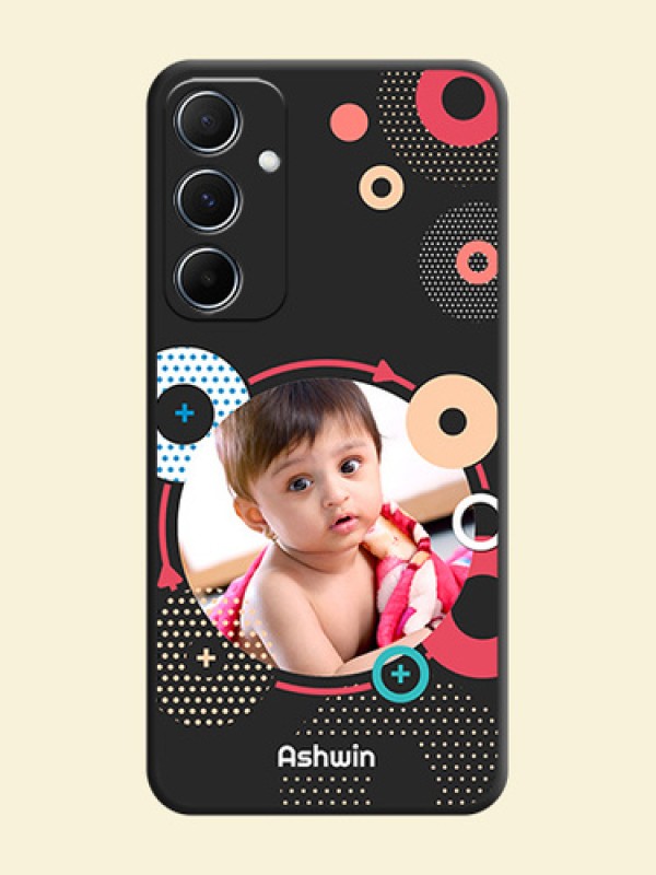 Multicoloured Round Image on Personalised Space Black Soft Matte Cases - Galaxy A55 5G