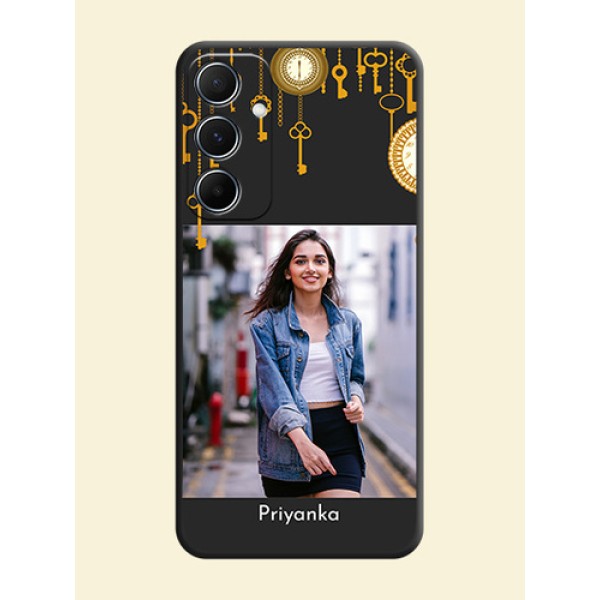 Decorative Design with Text on Space Black Custom Soft Matte Back Cover - Galaxy A55 5G Decorative Design with Text on Space Black Custom Soft Matte Back Cover - Galaxy A55 5G
