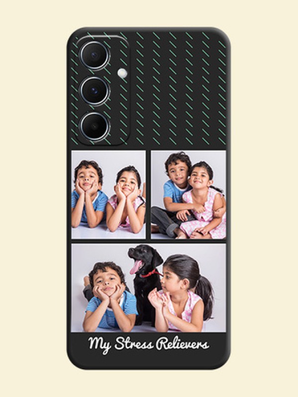 Cross Dotted Pattern with 2 Image Holder on Personalised Space Black Soft Matte Cases - Galaxy A55 5G