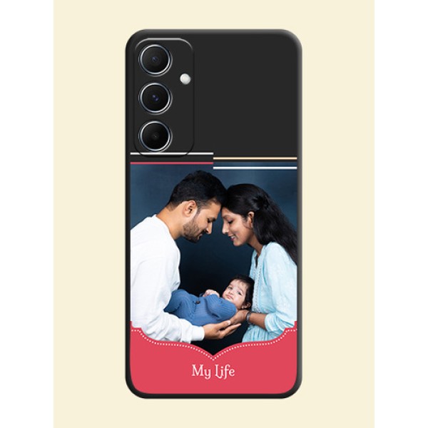Classic Plain Design with Name - Photo on Space Black Soft Matte Phone Cover - Galaxy A55 5G