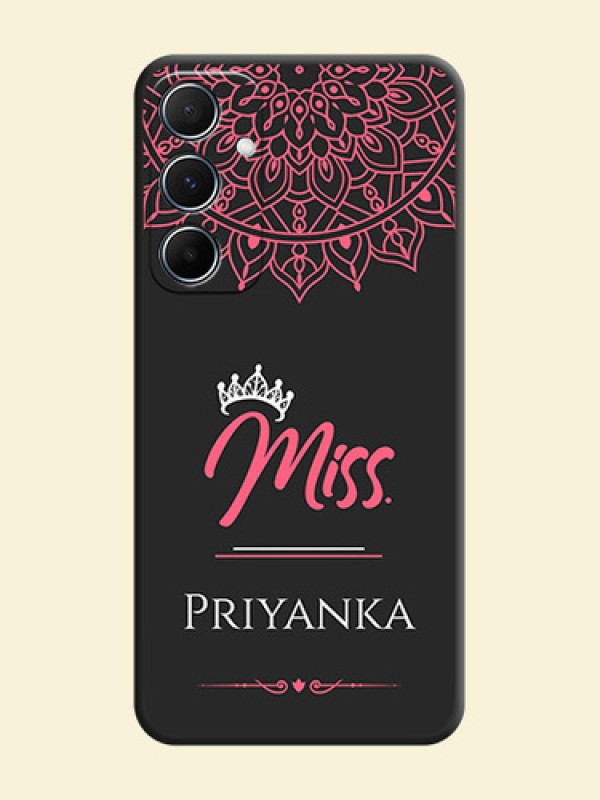 Mrs Name with Floral Design on Space Black Personalized Soft Matte Phone Covers - Galaxy A55 5G