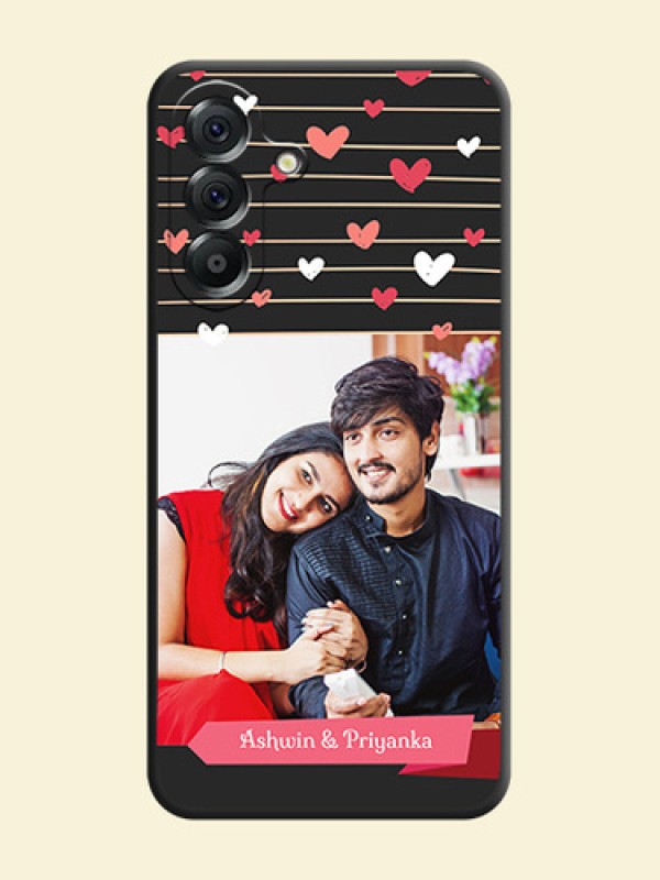 Love Pattern with Name on Pink Ribbon on Photo On Space Black Custom Soft Matte Mobile Back Cover - Samsung Galaxy A56 5G