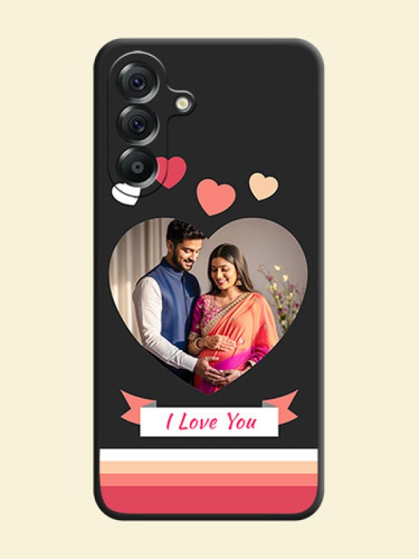 Love Shaped Photo with Colorful Stripes On Space Black Custom Soft Matte Mobile Back Cover - Samsung Galaxy A56 5G