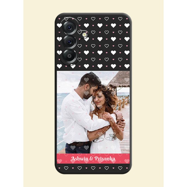 White Color Love Symbols with Text Design on Photo On Space Black Custom Soft Matte Mobile Back Cover - Samsung Galaxy A56 5G White Color Love Symbols with Text Design on Photo On Space Black Custom Soft Matte Mobile Back Cover - Samsung Galaxy A56 5G