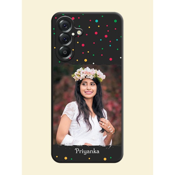 Multicolor Dotted Pattern with Text On Space Black Custom Soft Matte Mobile Back Cover - Samsung Galaxy A56 5G Multicolor Dotted Pattern with Text On Space Black Custom Soft Matte Mobile Back Cover - Samsung Galaxy A56 5G
