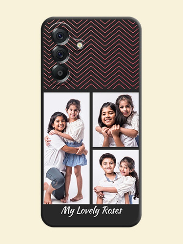 Wave Pattern with 3 Image Holder On Space Black Custom Soft Matte Mobile Back Cover - Samsung Galaxy A56 5G