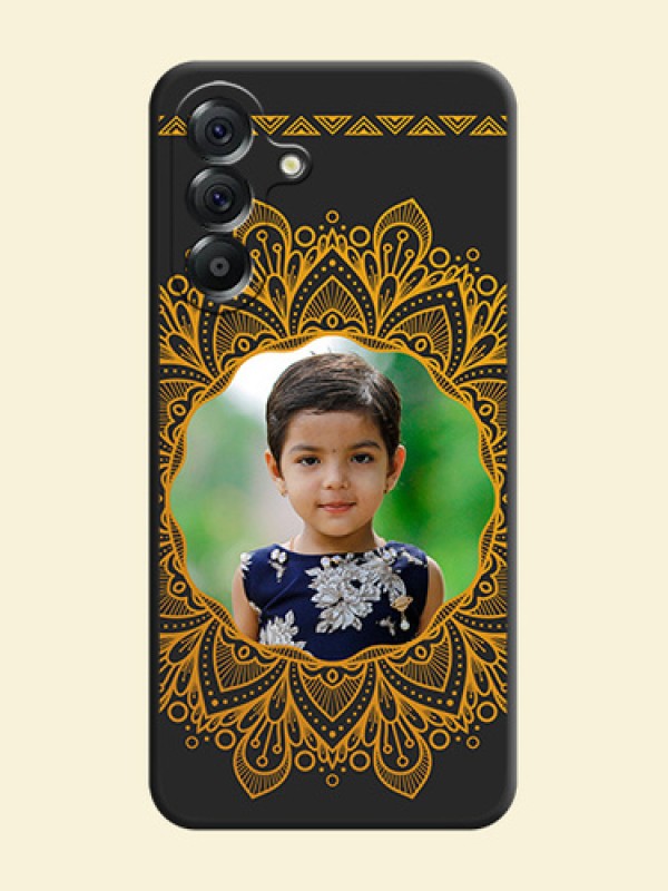Round Image with Floral Design On Space Black Custom Soft Matte Mobile Back Cover - Samsung Galaxy A56 5G
