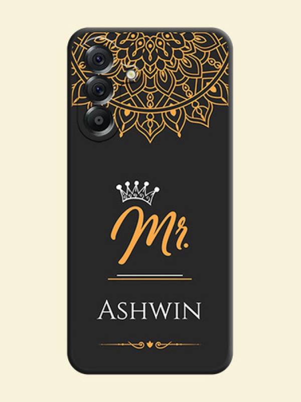 Mr Name with Floral Design On Space Black Custom Soft Matte Mobile Back Cover - Samsung Galaxy A56 5G