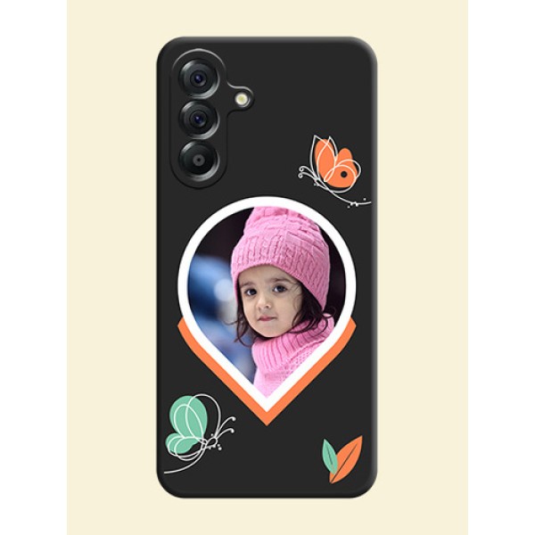 Upload Pic With Simple Butterly Design On Space Black Custom Soft Matte Mobile Back Cover - Samsung Galaxy A56 5G Upload Pic With Simple Butterly Design On Space Black Custom Soft Matte Mobile Back Cover - Samsung Galaxy A56 5G
