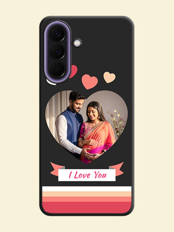 Love Shaped Photo with Colorful Stripes On Space Black Custom Soft Matte Mobile Back Cover - Samsung Galaxy A57 5G