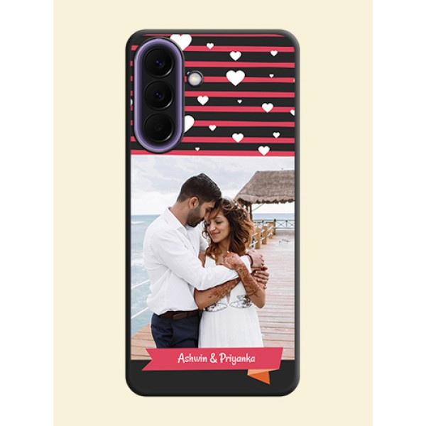 White Color Love Symbols with Pink Lines Pattern On Space Black Custom Soft Matte Mobile Back Cover - Samsung Galaxy A57 5G White Color Love Symbols with Pink Lines Pattern On Space Black Custom Soft Matte Mobile Back Cover - Samsung Galaxy A57 5G
