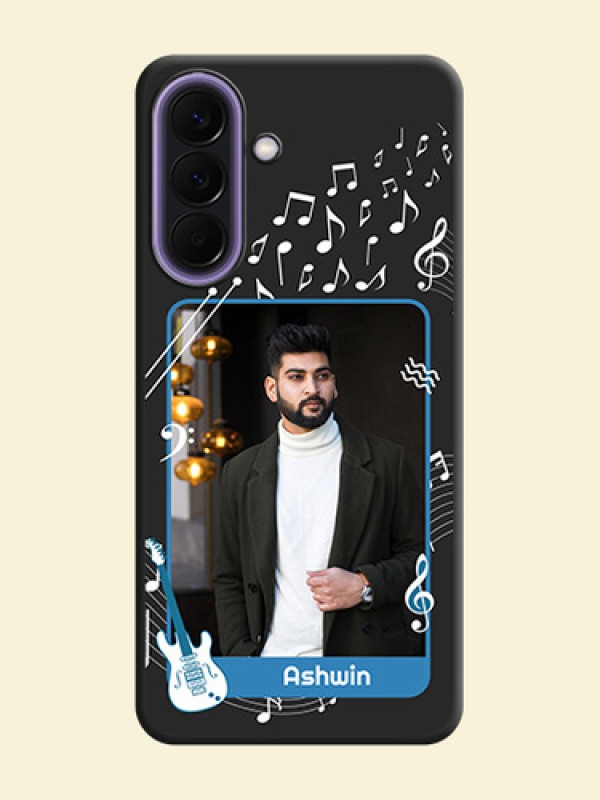 Musical Theme Design with Text on Photo On Space Black Custom Soft Matte Mobile Back Cover - Samsung Galaxy A57 5G