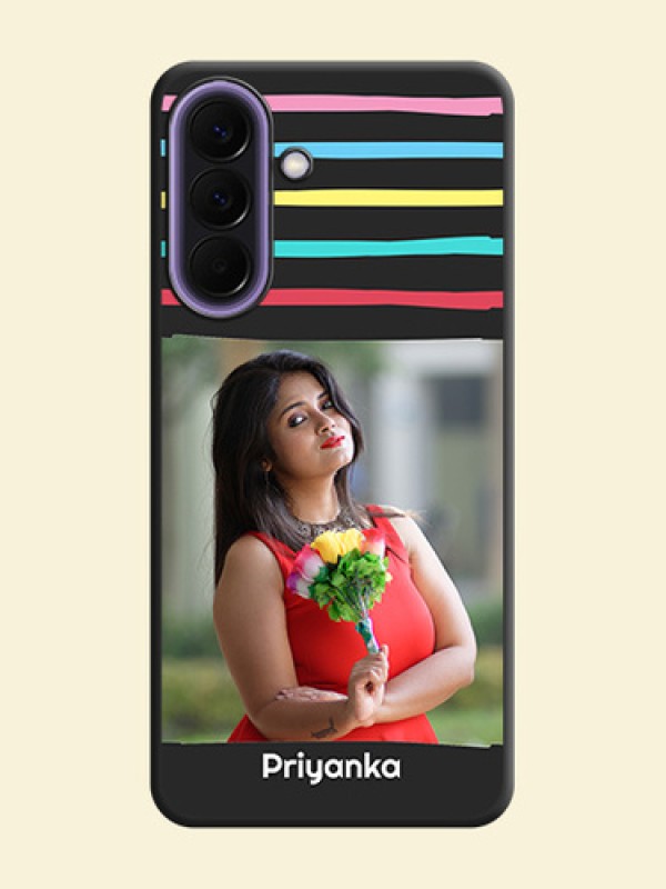 Multicolor Lines with Image On Space Black Custom Soft Matte Mobile Back Cover - Samsung Galaxy A57 5G