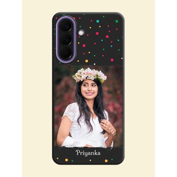 Multicolor Dotted Pattern with Text On Space Black Custom Soft Matte Mobile Back Cover - Samsung Galaxy A57 5G Multicolor Dotted Pattern with Text On Space Black Custom Soft Matte Mobile Back Cover - Samsung Galaxy A57 5G